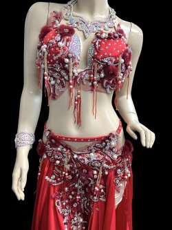 画像3: エジプトAmrオリエンタルコスチューム☆Red fluffy flower ☆