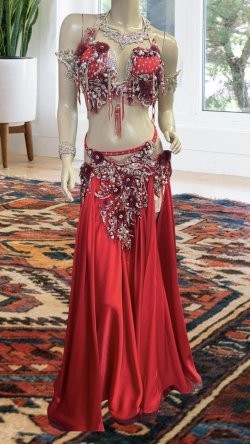 画像1: エジプトAmrオリエンタルコスチューム☆Red fluffy flower ☆