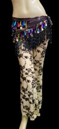 レースストレッチパンツ☆apricot black flowe☆
