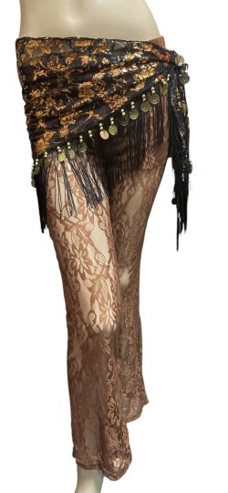 画像1: レースストレッチパンツ☆brown ☆