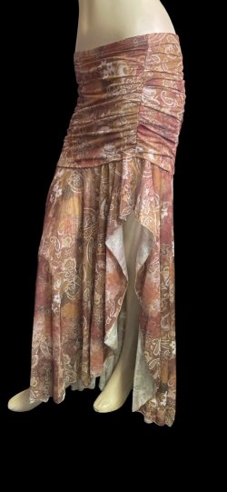 画像2: ストレッチフリルスリットスカート☆paisley brown☆