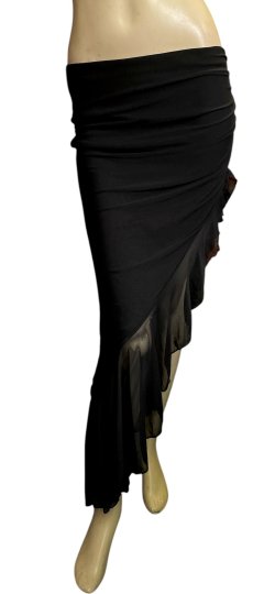 画像1: ストレッチフリルスリットスカート☆black ☆