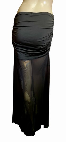 画像3: ストレッチフリルスリットロングスカート☆black ☆