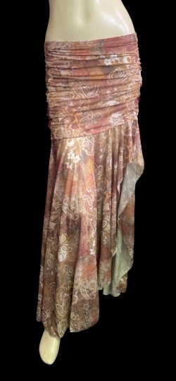 画像1: ストレッチフリルスリットスカート☆paisley brown☆