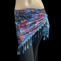 画像1: メッシュフラワースカーフ☆ blue &red☆