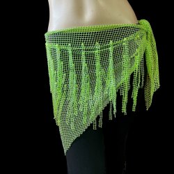画像1: ゴージャスラインストーンストレッチヒップスカーフ☆lime green☆