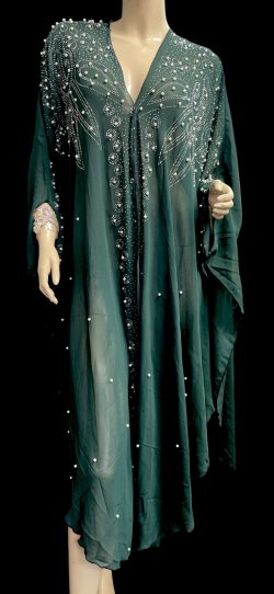 画像2: フーデットキラキラパールカバードレス☆dark  green ☆