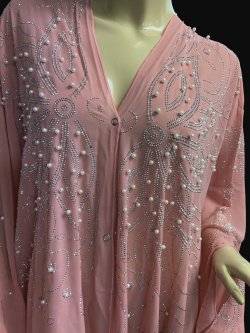 画像2: フーデットキラキラパールカバードレス☆salmon  pink ☆