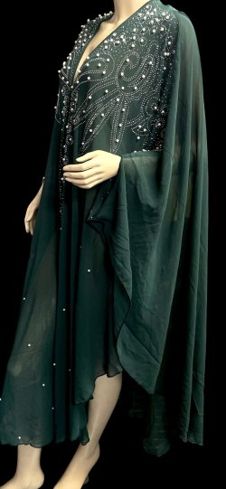 画像4: フーデットキラキラパールカバードレス☆dark  green ☆