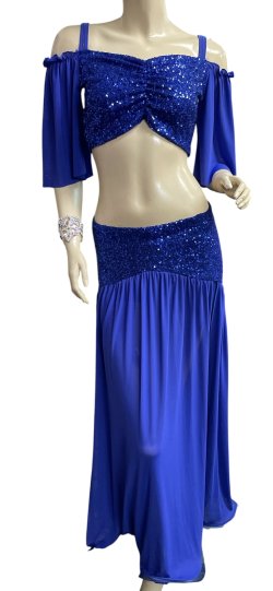 画像1: スパンコールストレッチチョリ＆スカートセット☆royal blue ☆