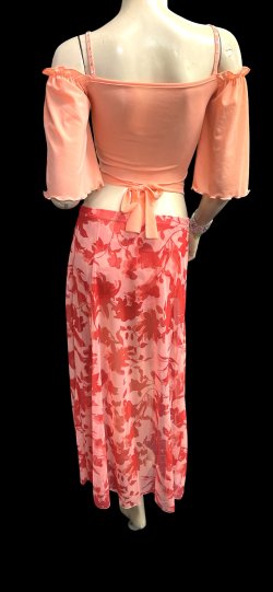 画像4: プリントメッシュチョリ＆スカートセット☆salmon pink flower☆