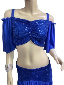 画像2: スパンコールストレッチチョリ＆スカートセット☆royal blue ☆