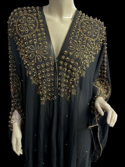 画像2: フーデットキラキラパールカバードレス☆ Black gold rhinestone ☆