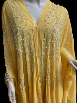 画像2: フーデットキラキラパールカバードレス☆yellow silver rhinestone ☆