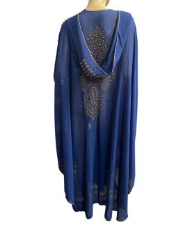 画像4: フーデットキラキラパールカバードレス☆Royal blue gold rhinestone ☆