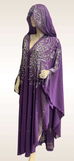 画像3: フーデットキラキラパールカバードレス☆ Purple silver rhinestone ☆