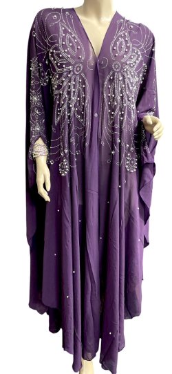 画像1: フーデットキラキラパールカバードレス☆ Purple silver rhinestone ☆