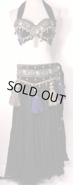 画像2: トライバルブラ&ベルトセット☆エスニックビーズブロダリー☆ダークパープル (2)