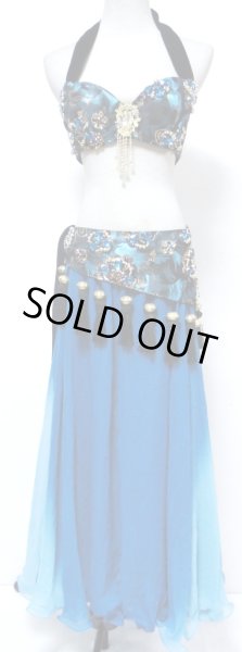 画像2: ブラ&ベルトセット☆シルキーオリエンタルフリンジ☆トルコワーズ (2)