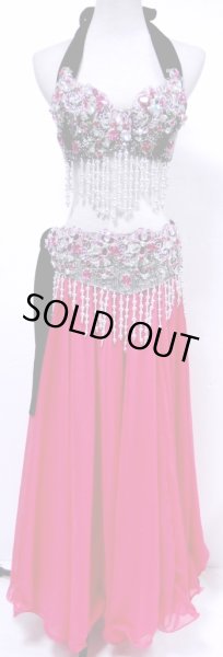 画像2: ブラ＆ベルトセット☆スパンコールビジューブロダリー☆ピンク (2)