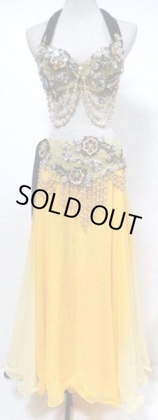 画像2: ブラ&ベルトセット☆スパンコールビジューブロダリー☆イエロー (2)