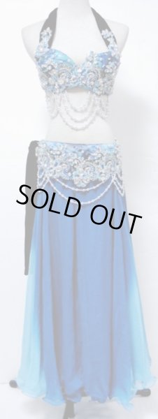 画像2: ブラ&ベルトセット☆エスニックビジューブロダリー☆ブルーグラデーション (2)