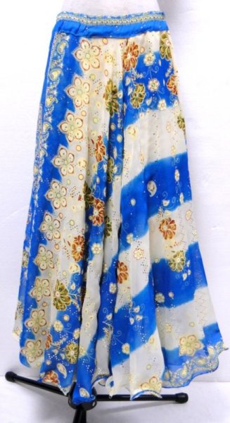 画像1: オリエンタルダブルシフォンスカート☆ブルー☆ (1)