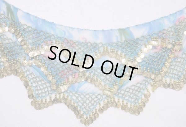 画像2: プリントシフォンチョリ＆ヒップスカーフ☆オーシャンブルーウェーブ☆ (2)