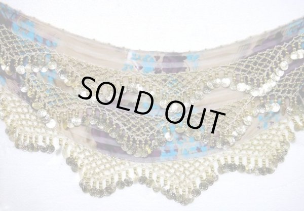 画像2: プリントサテンチョリ＆ヒップスカーフセット☆モードフラワーベージュ☆ (2)