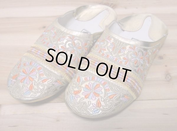 画像1: モロッコのバブーシュ☆エナメルゴールドブロダリー☆ (1)