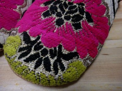 画像1: モロッコのバブーシュ☆フルールドサロン☆マゼンタフラワー