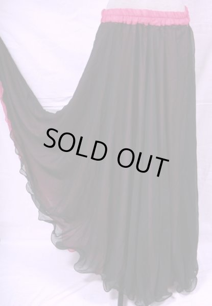 画像2: ダブルリバーシブルシフォンスカート☆フューシャピンク＆ブラック☆ (2)