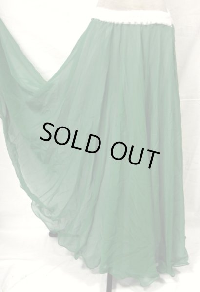 画像2: ダブルリバーシブルシフォンスカート☆ホワイト&グリーン☆ (2)