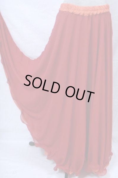 画像2: ダブルリバーシブルシフォンスカート☆オレンジ＆レッド☆ (2)