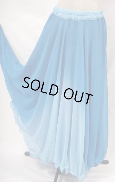 画像2: タイダイリバーシブルダブルシフォンスカート☆ロイヤルブルー&スカイブルー☆ (2)