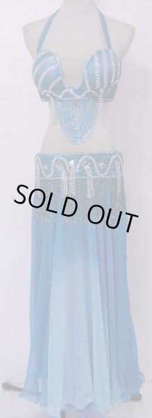 画像2: エジプト製ブラ&ベルトセット☆スカイブルージュエルライン☆ (2)