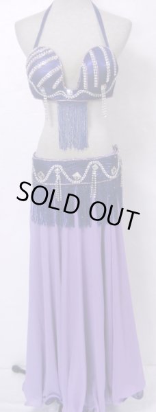 画像2: エジプト製ブラ&ベルトセット☆ロイヤルパープルジュエルライン☆ (2)