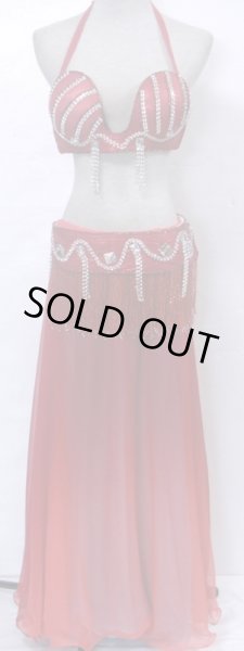 画像2: エジプト製ブラ＆ベルトセット☆レッドジュエルライン☆ (2)