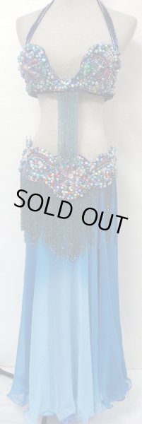 画像2: エジプト製ブラ＆ベルトセット☆ブルーオーシャンビーズ☆ (2)