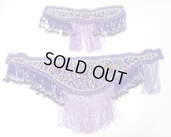 画像3: エジプト製ブラ＆ベルトセット☆ライトパープルビーズフェスタ☆ (3)