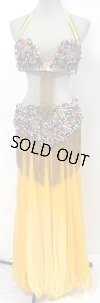 画像2: エジプト製ブラ＆ベルトセット☆イエロービーズマジック☆ (2)