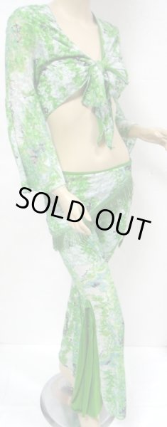 画像2: チョリ&パンツ&ヒップスカーフセット☆スタイリッシュレース☆グリーン (2)