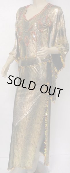 画像2: エジプト製キラキラサイディドレス☆ドロップモチーフ☆ゴールドパイソン (2)