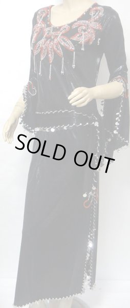 画像2: エジプト製キラキラサイディドレス☆スルタンリーフ☆シックブラック (2)