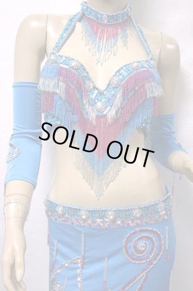 画像3: reasonable オリエンタルコスチューム☆noble beads fringe☆スカイブルー (3)