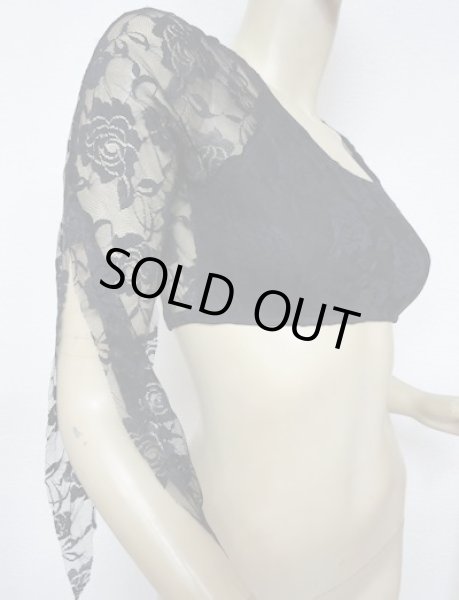 画像2: ストレッチチョリ☆ロマンティックレースストレッチ☆ブラック (2)