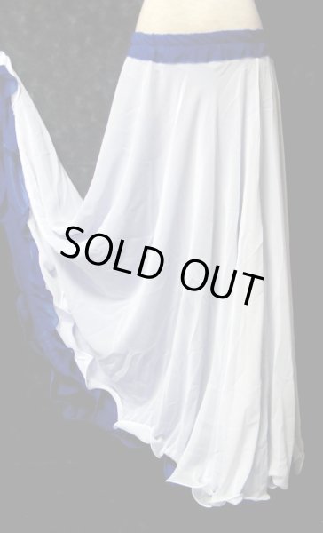 画像2: ダブルリバーシブルシフォンスカート☆ロイヤルブルー&ホワイト☆ (2)