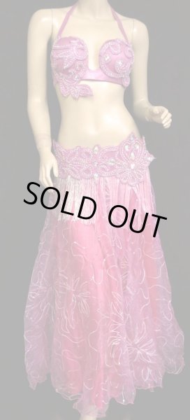 画像4: エジプト製ブラ＆ベルトセット☆ラインストーンアラベスク☆ピンク (4)