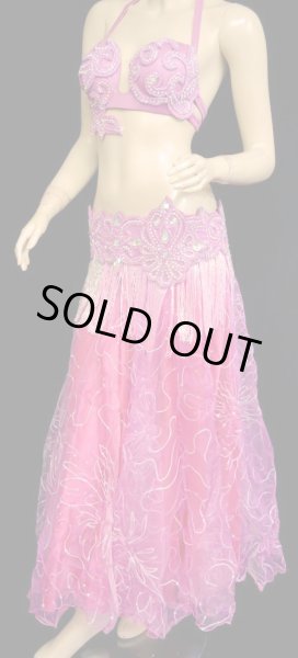 画像5: エジプト製ブラ＆ベルトセット☆ラインストーンアラベスク☆ピンク (5)