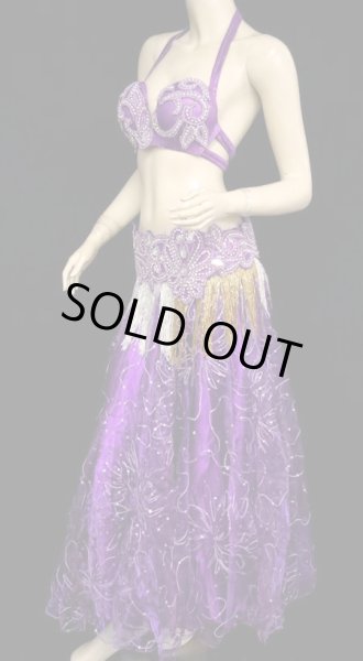 画像5: エジプト製ブラ＆ベルトセット☆ラインストーンアラベスク☆パープル (5)